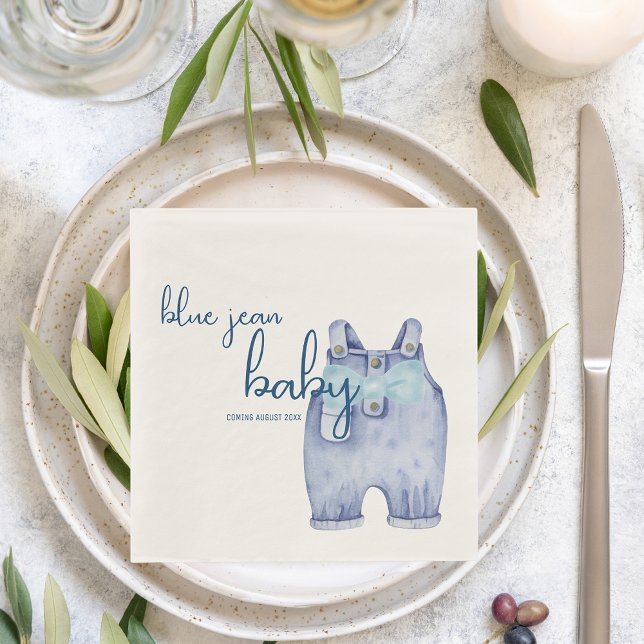 Blue Jean Baby Shower Tableware | Denim Overalls Pappersservett (Skapare uppladdad)