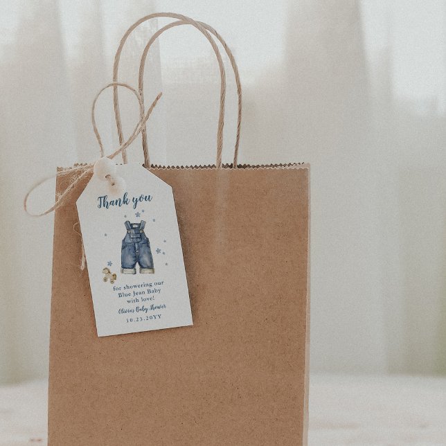 Blue Jean Baby Shower Thank You Presentetikett (Skapare uppladdad)