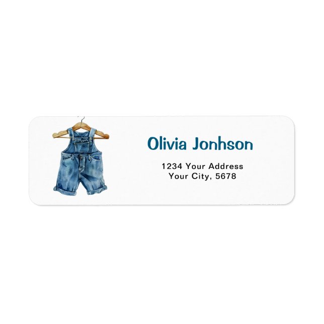 Blue Jean Bokar för Baby Adress Returadress Etikett (Framsidan)