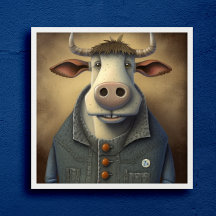 Blue Jean Bovine - Lusande ko i en Poster kostym