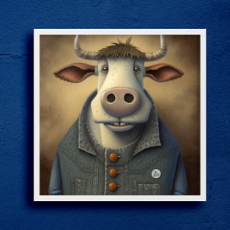 Blue Jean Bovine - Lusande ko i en Poster kostym
