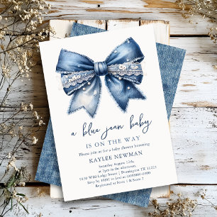 Blue Jean Bow Baby Shower-inbjudan Inbjudningar