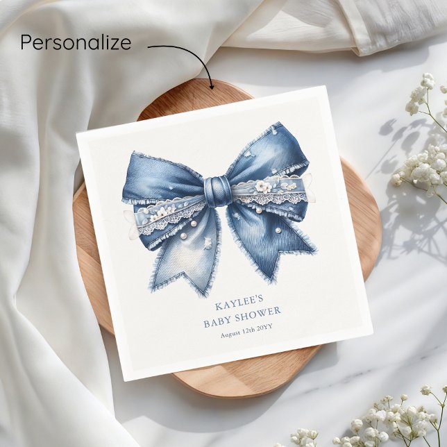 Blue Jean Bow Baby Shower Pappersservett (Skapare uppladdad)