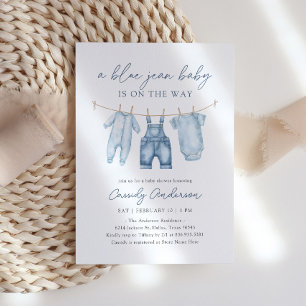 Blue Jean Boy Baby Shower Inbjudningar