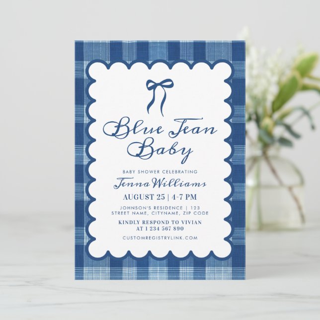 Blue Jean Boy Baby Shower  Inbjudningar (Stående Fram)