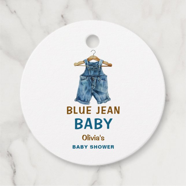 Blue Jean Boy Western Baby Shower Gåvor Etiketter (Framsida)