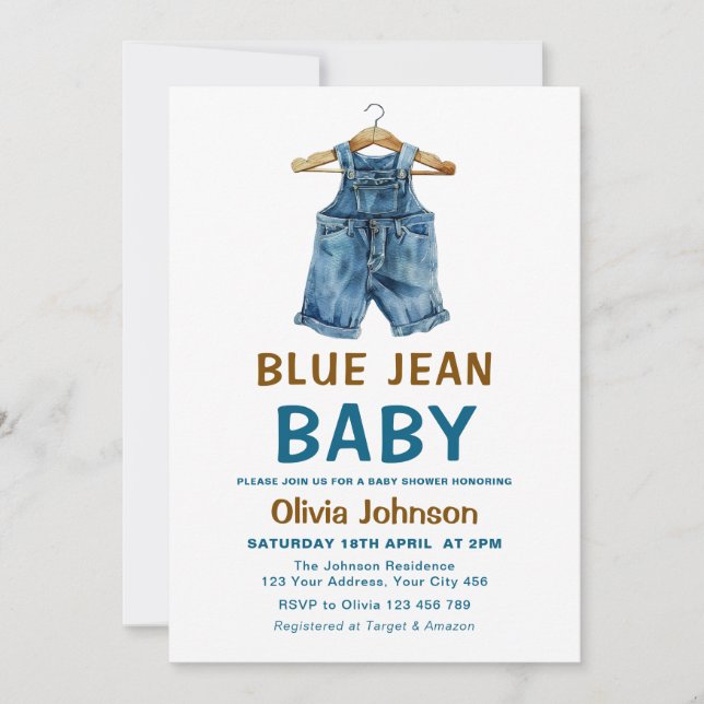 Blue Jean Boy Western Baby Shower Inbjudningar (Framsida)
