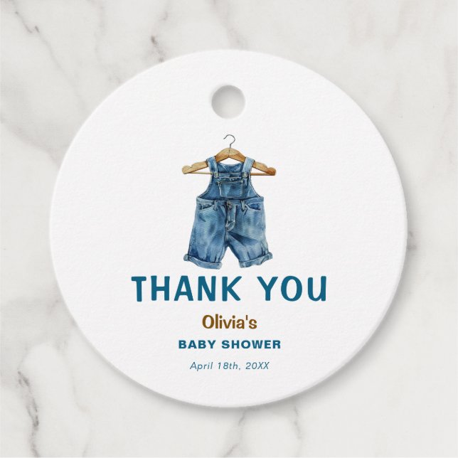 Blue Jean Boy Western Baby Shower Tack Gåvor Etiketter (Framsida)
