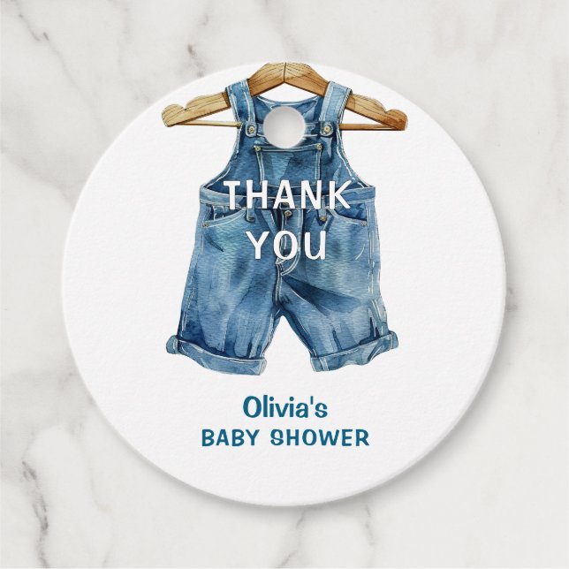 Blue Jean Boy Western Baby Shower Tack Gåvor Etiketter (Framsida)