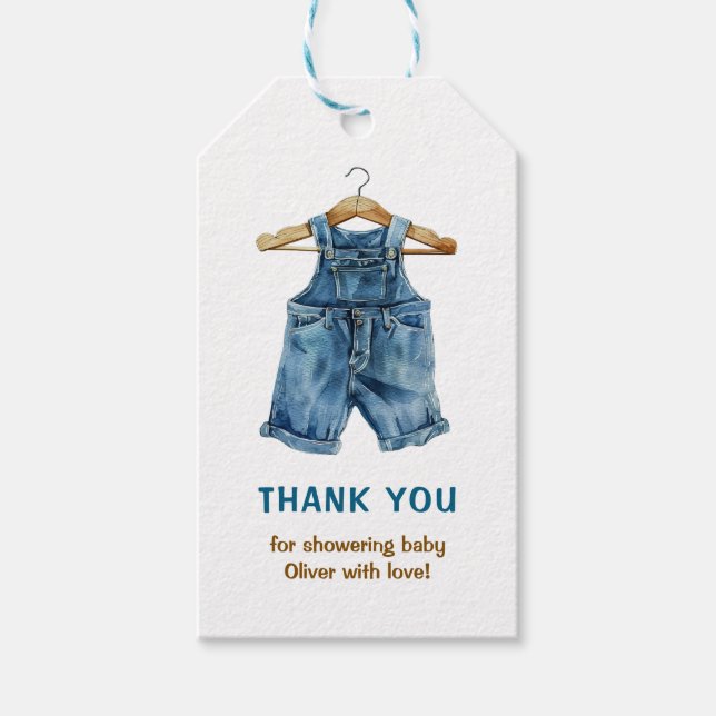 Blue Jean Boy Western Baby Shower Tack Presentetikett (Framsidan)