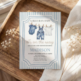 Blue Jean Denim Baby Shower Boy Invitation Inbjudningar