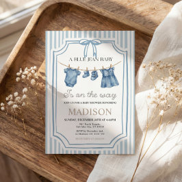 Blue Jean Denim Baby Shower Girl Invitation Inbjudningar