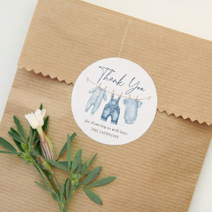 Blue Jean Denim Baby Shower Runt Klistermärke