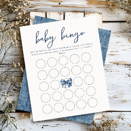 Blue Jean Denim Bow Baby Bingo Game Lakan