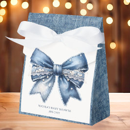 Blue Jean Denim Bow Baby Shower Presentaskar