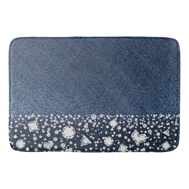 Blue Jean Denim Diamonds Glam Trendig Diamond Blin Badrumsmatta (Framsidan)