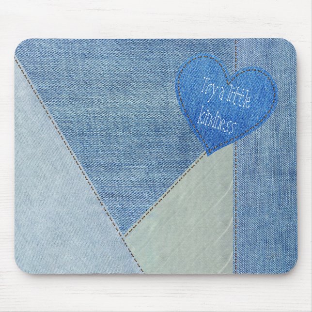Blue Jean Denim Heart med citat Mouse Pad Musmatta (Framsidan)