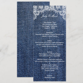 Blue Jean Denim och Snöre Bröllop Menu Card Meny