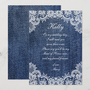 Blue Jean Denim och Snöre Maid of honor Inbjudningar