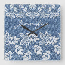 Blue Jean Denim Snöre Wall Clock