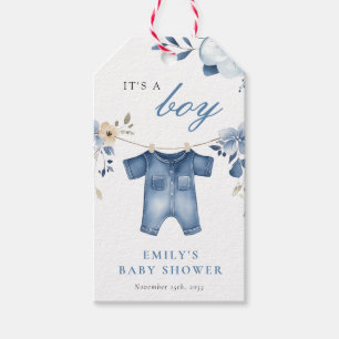 Blue Jean Denim Sweet Boy Shower Presentetikett