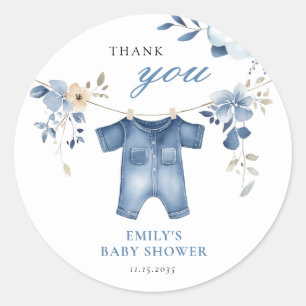 Blue Jean Denim Sweet Boy Shower Runt Klistermärke