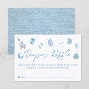 Blue Jean Diaper Raffle Denim Baby Shower Tilläggskort