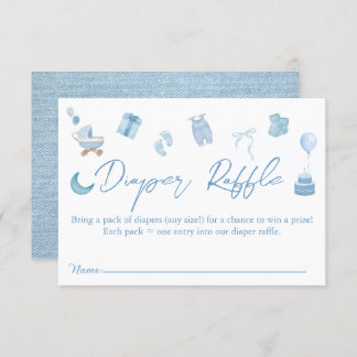 Blue Jean Diaper Raffle Denim Baby Shower Tilläggskort