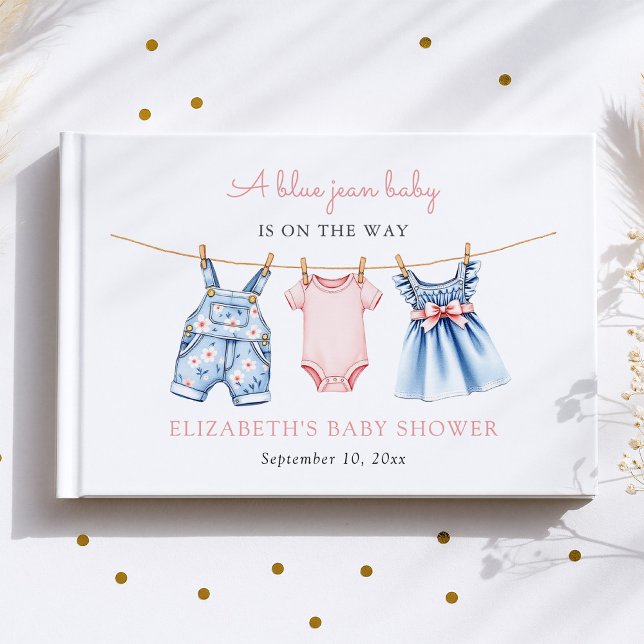 Blue Jean Girl Baby Shower Guest Bok (Skapare uppladdad)