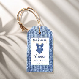 Blue jean girls denim baby shower thank you favor presentetikett