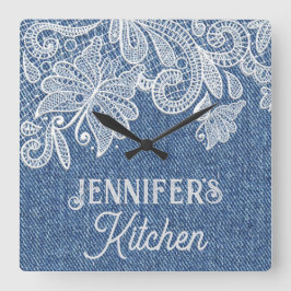 Blue Jean Kitchen Wall Clock Fyrkantig Klocka