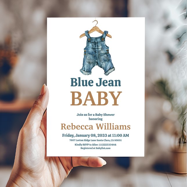 Blue Jean Pojke Denim Baby Shower Inbjudningar (Skapare uppladdad)