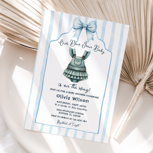 Blue Jean with Bow Baby Shower Inbjudningar