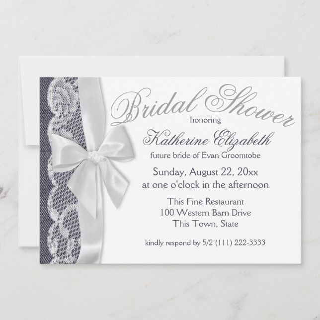 Blue Jeans and Bow Möhippa Inbjudningar (Framsida)