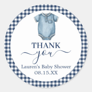 Blue Jeans Baby Shower Round Sticker Runt Klistermärke