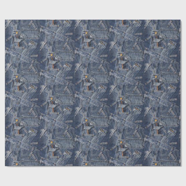 Blue Jeans Denim Abstrakt Art Presentpapper (Platt)