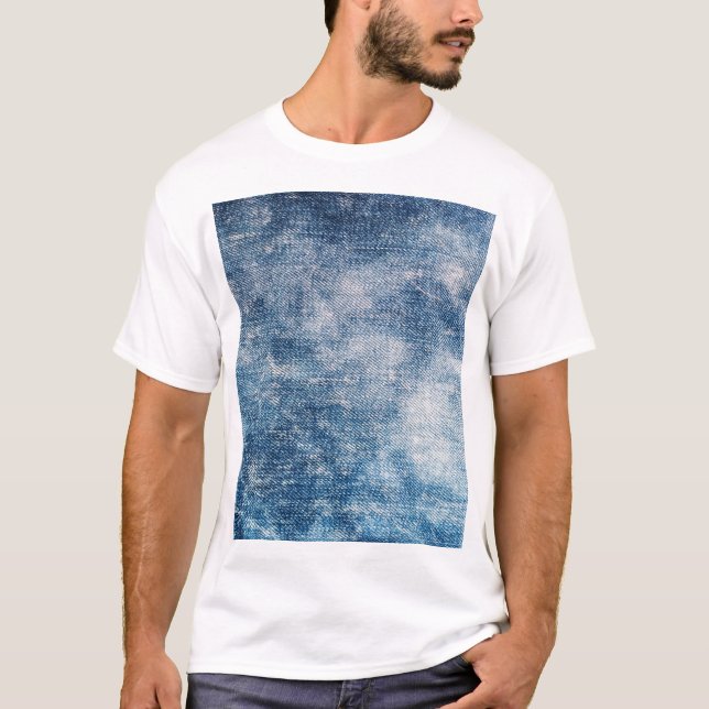 Blue Jeans Denim, Texturerad bakgrund. T Shirt (Framsida)