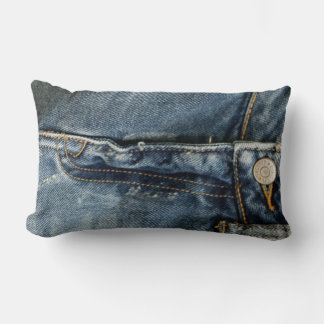 Blue Jeans Denim Zipper Faux Lumbarkudde