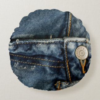 Blue Jeans Denim Zipper Faux Rund Kudde