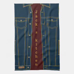 Blue Jeans Jacka Kitchen Towel - Din text / Namn Kökshandduk