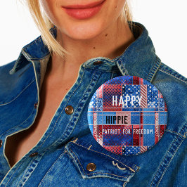 Blue Jeans Patchwork Personlig Patriot Button Knapp