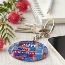 Blue Jeans Patchwork Personlig Patriot Keychain