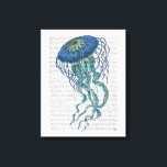 Blue Jellyfish Canvastryck<br><div class="desc">Blue Jellyfish 1 av Fab Funky. Har en vacker blå flytande maneter med en bok-sida för en bakgrund.|191847D</div>