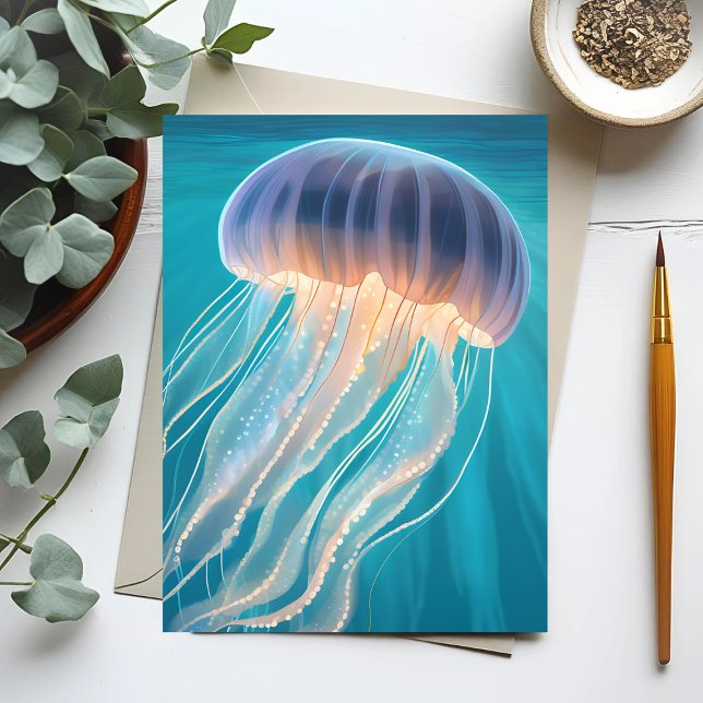 Blue Jellyfish | Ocean Animal Painting Card (Skapare uppladdad)