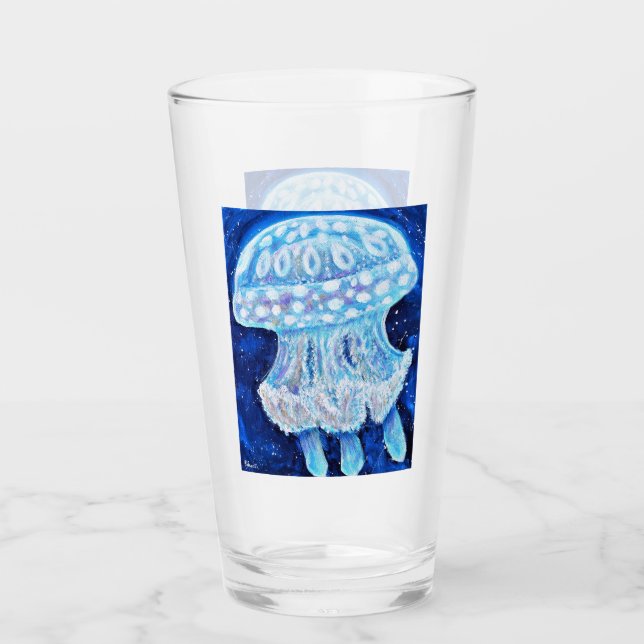 Blue Jellyfish Painting Glaskopp (Framsida)