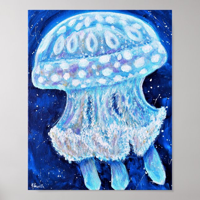Blue Jellyfish Painting Poster (Framsidan)
