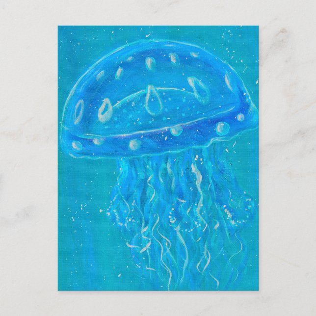 Blue Jellyfish Painting Vykort (Framsida)