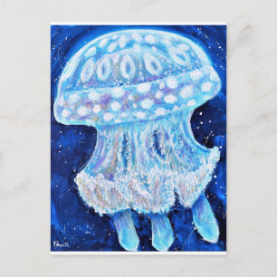Blue Jellyfish Painting Vykort