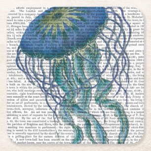 Blue Jellyfish Underlägg Papper Kvadrat