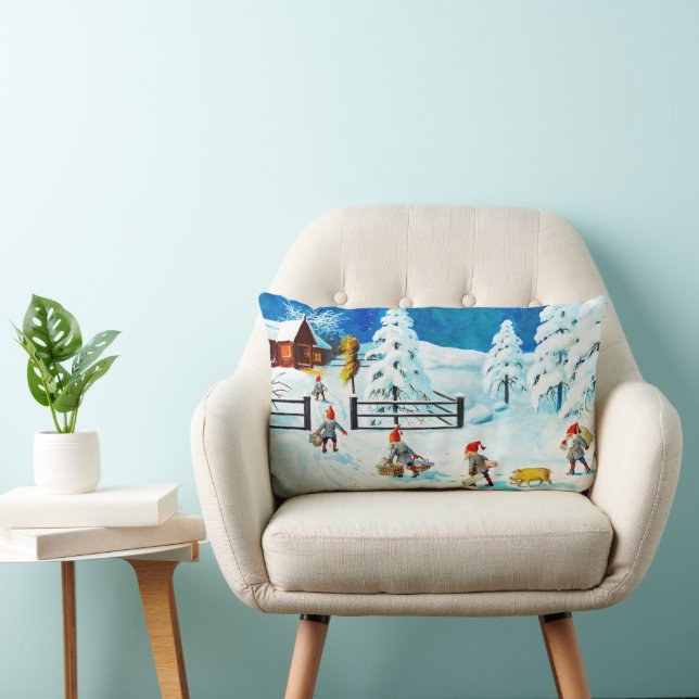 Blue Jenny Nyström Gnome Vintage Svenska jul Lumbarkudde (Stol)